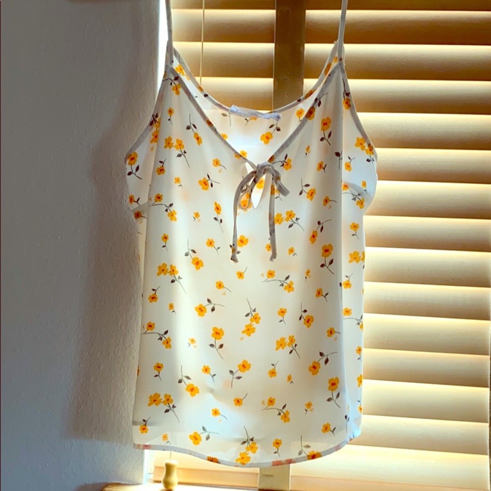 White Floral Spaghetti Strap Blouse